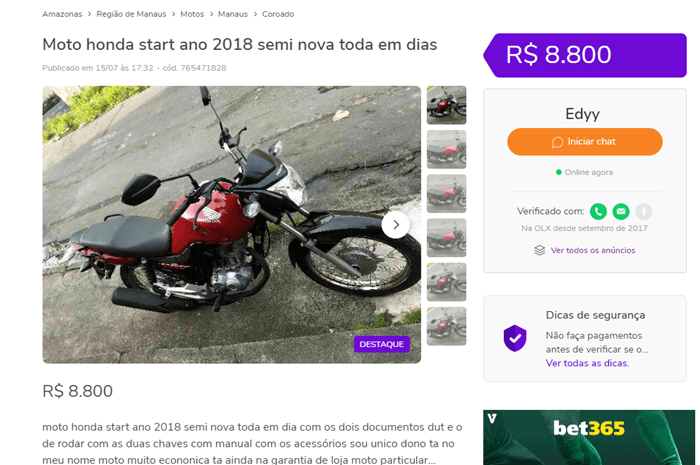 Motocicletas usadas em alta