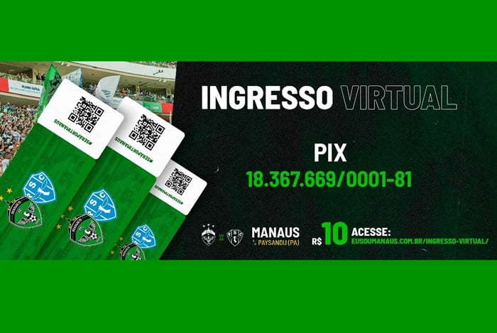 Manaus FC lança Ingresso virtual para a partida contra o Paysandu