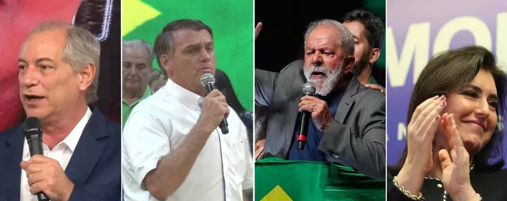 Datafolha: Lula tem 47%; Bolsonaro, 32%; Ciro, 7%; Tebet, 2% - candidatos cultura