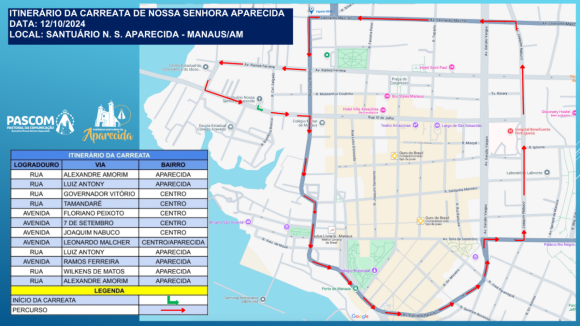 Manaus celebra Festa de Nossa Senhora Aparecida com programação especial - 01 MapaCarreata FestaDaPadroeira2024 1200x675 1